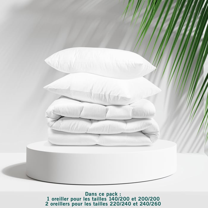 Pack Couette + oreiller(s) medium Fibre recycl&eacute;e - coton Bio Jacques